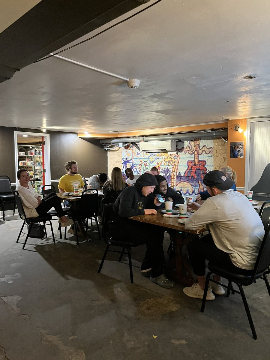 RandolphMACSL's tweet photo. MAT and MACSL students celebrated Graduate Student Appreciation Week with lots of pizza and laughs on Wednesday. Thanks to @rivermontpizza for always being the best host! #GSAW https://t.co/2q8Wp6HbWz