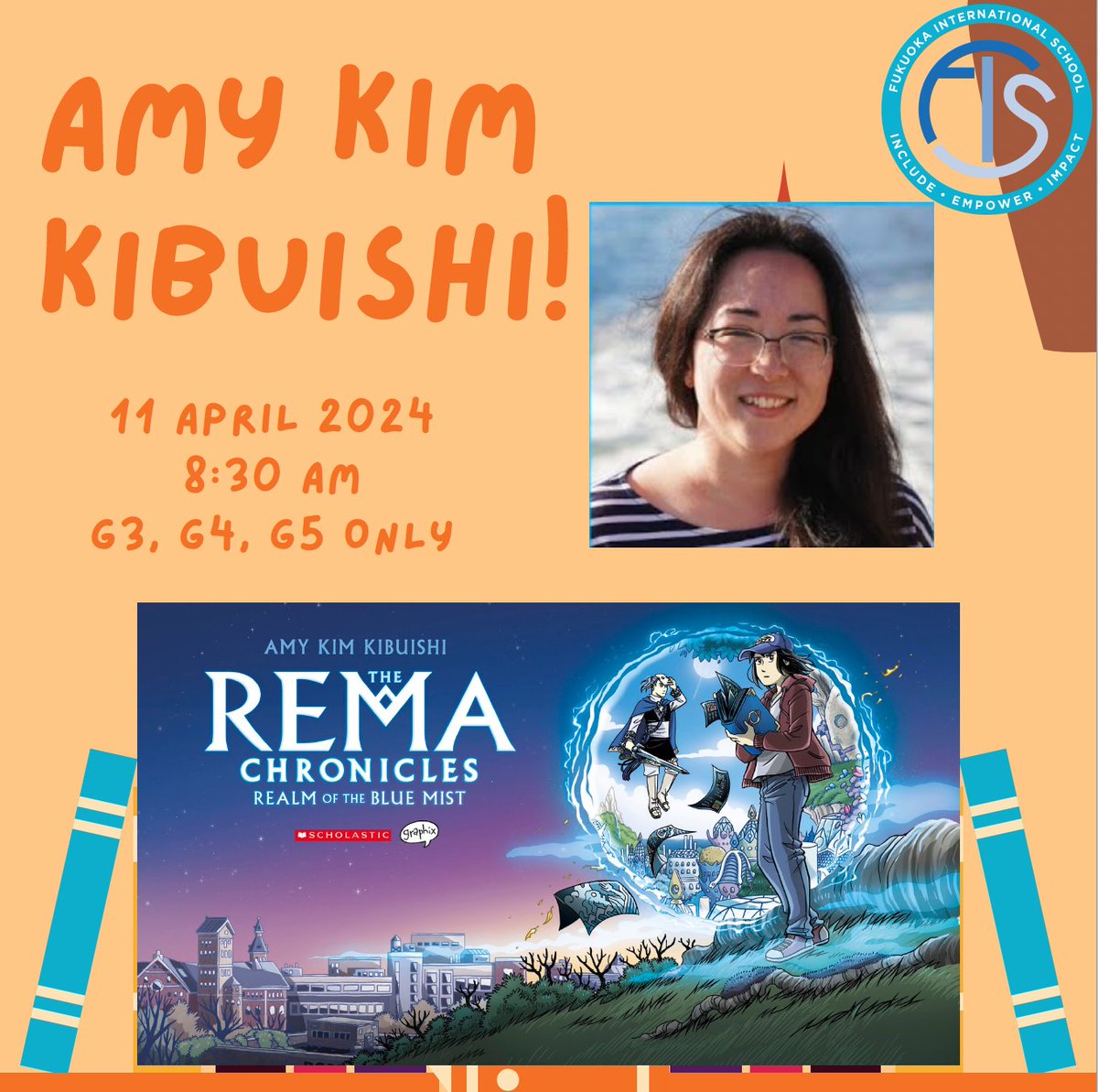 Excited to for our special guest #BookWeek virtual visit from @sakuramedal nominated author, @amykibuishi! So many fun events heading our way. #read #FISreads