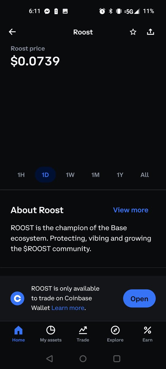 BasedMemeCoins's tweet photo. Coinbase has given the about page title "champion of base" to $ROOST right in the app

And they literally didn't even bother to write an about page for $BRETT 

You can't fade the roost they are clearly supported by Coinbase https://t.co/o60eeuCEWO