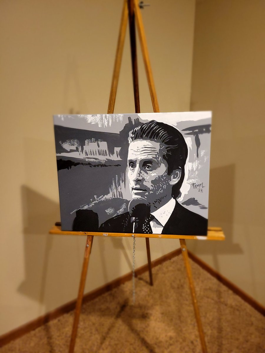 'The point is ladies & gentlemen,  that greed, for lack of a better word, is good.' - Gordon Gecko, Wall Street 1987 
16x20 acrylic canvas #painting #art #MichaelDouglas This piece is #available