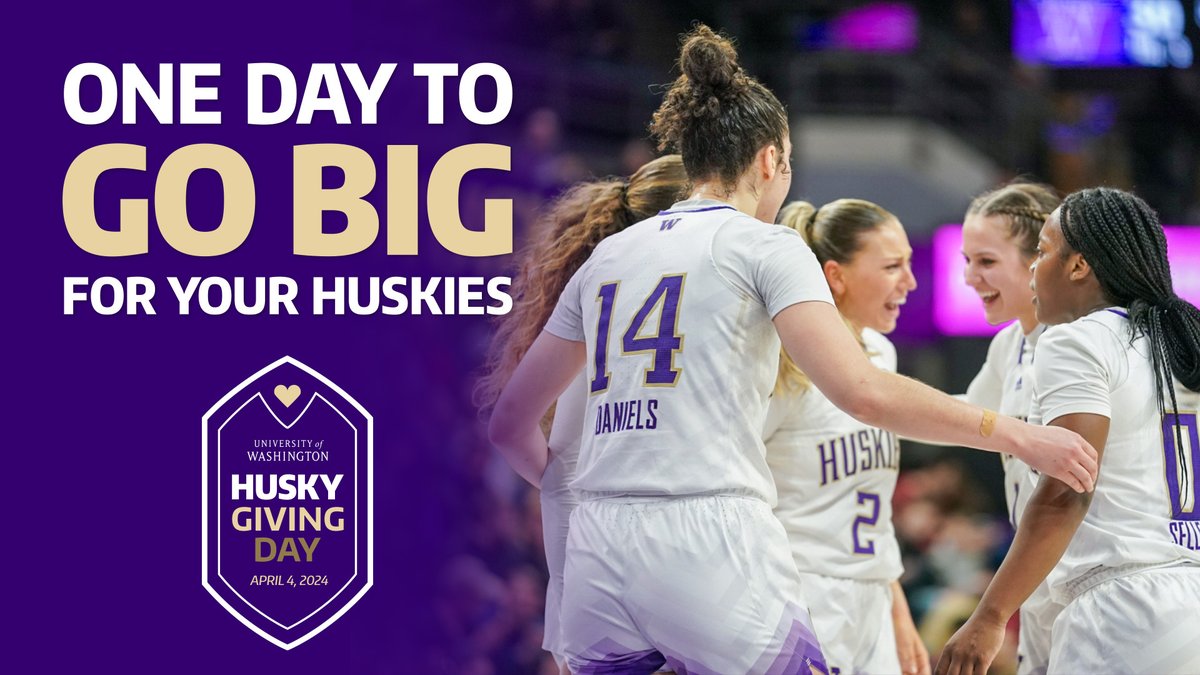 One day to go BIG for Husky basketball! Every gift on #HuskyGivingDay unlocks additional funds from generous donors, allowing you to make an even bigger impact. Learn More: GoHuskies.com/HGDwbb #Becoming