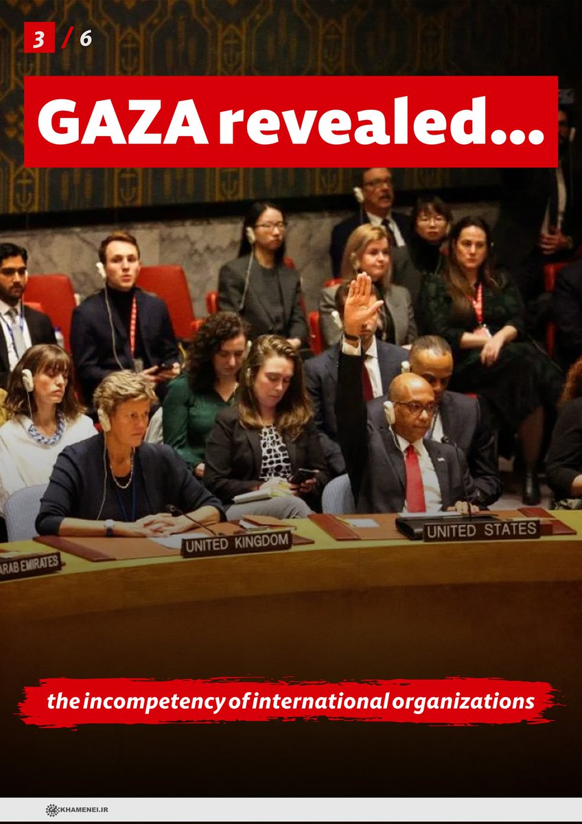 Khamenei_m's tweet photo. 🔰 Gaza revealed...

the incompetency of international organizations

US shamelessly vetoes the resolution for a ceasefire for the umpteenth time. This is the true nature of Western civilization. 

Imam Khamenei
Feb. 24, 2024

#Gaza
#Palestine
#QudsDay https://t.co/0zehaWtZ9P