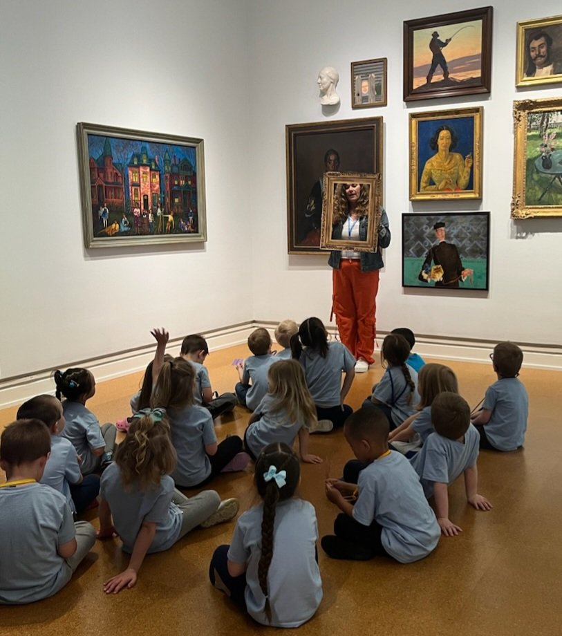 PreK enjoying the art and activities during their field trip to the Westmoreland Museum of American Art. @TheWestmoreland @DowntownGbg #docent #Museum #museumdocent #museumeducator #fieldtrip #artmuseum