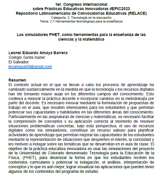 relaceorg's tweet image. No te pierdas el artículo de Leonel Amaya Barrera sobre los simuladores PHET, publicado en la revista Caudal Científico como parte de #EPIC2023.

Consulta aquí:📌sites.google.com/.../revistacau…
#EducaciónCientífica #PHET #InnovaciónEducativa #AprendizajeInteractivo #EnseñanzaCreativa