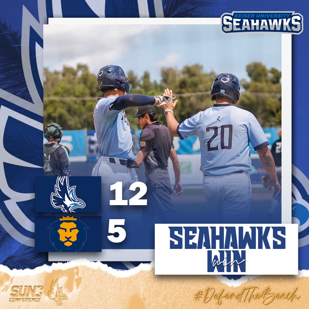 KeiserBaseball's tweet photo. Keiser wraps up game one of the Sun Conference series in blue and white. Seahawks return to Royals Field for a doubleheader starting at 1 PM.
🦅⚾️🔵⚪️

#DefendTheBeach #24in24 https://t.co/UG2tvfsOFH