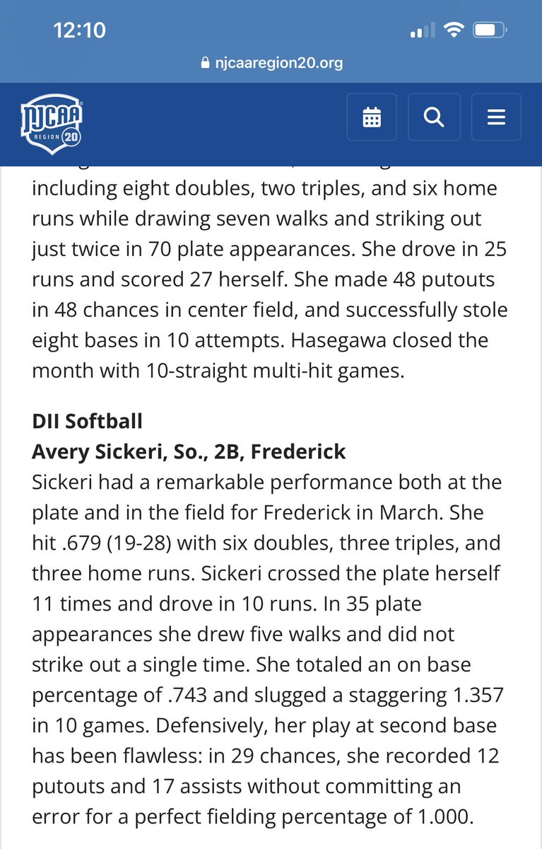 Awarded Player of the Month for Region 20
 <a href="/marleewilson/">Marlee Wilson</a> <a href="/bshipman44/">Bill Shipman</a> <a href="/McCallSalmon/">McCall Salmon</a> <a href="/coachjordanfitz/">Jordan Fitzpatrick</a> <a href="/Clift_coach/">Jim Clift</a> <a href="/MusserChristi/">Christi Musser</a> <a href="/AshleyErcolano/">Ashley Livingston</a> <a href="/JakeCombs_/">Jake Combs</a> <a href="/Coach_pooch/">Mike “Pooch” Perniciaro</a> <a href="/Coach_MGardner/">Michelle Gardner</a> <a href="/cam_hutcherson/">campbell hutcherson</a> <a href="/CoachWThees/">Windy Thees</a> <a href="/Clift_coach/">Jim Clift</a>  <a href="/coach_toric/">Tori Constantin</a> <a href="/CoachLaurenKarn/">Lauren Karn</a> <a href="/amanda_daneker/">Amanda Daneker McMahon</a>