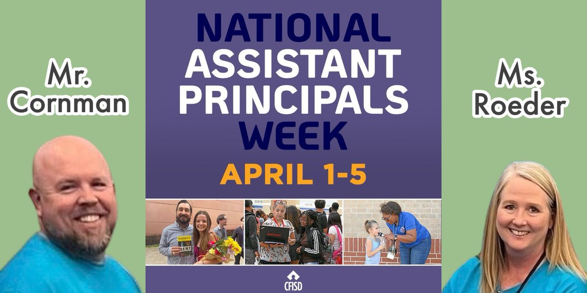🍎 We are grateful to have Mr. Cornman and Ms. Roeder as our assistant principals at Reed. Happy Assistant Principals Week! @CyFairISD #CFISDspirit
