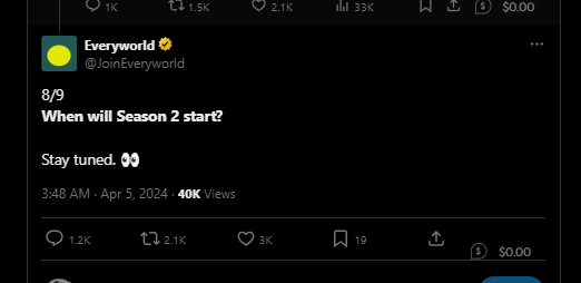 Are u ready for $every season 2 ? Let's goo @JoinEveryworld