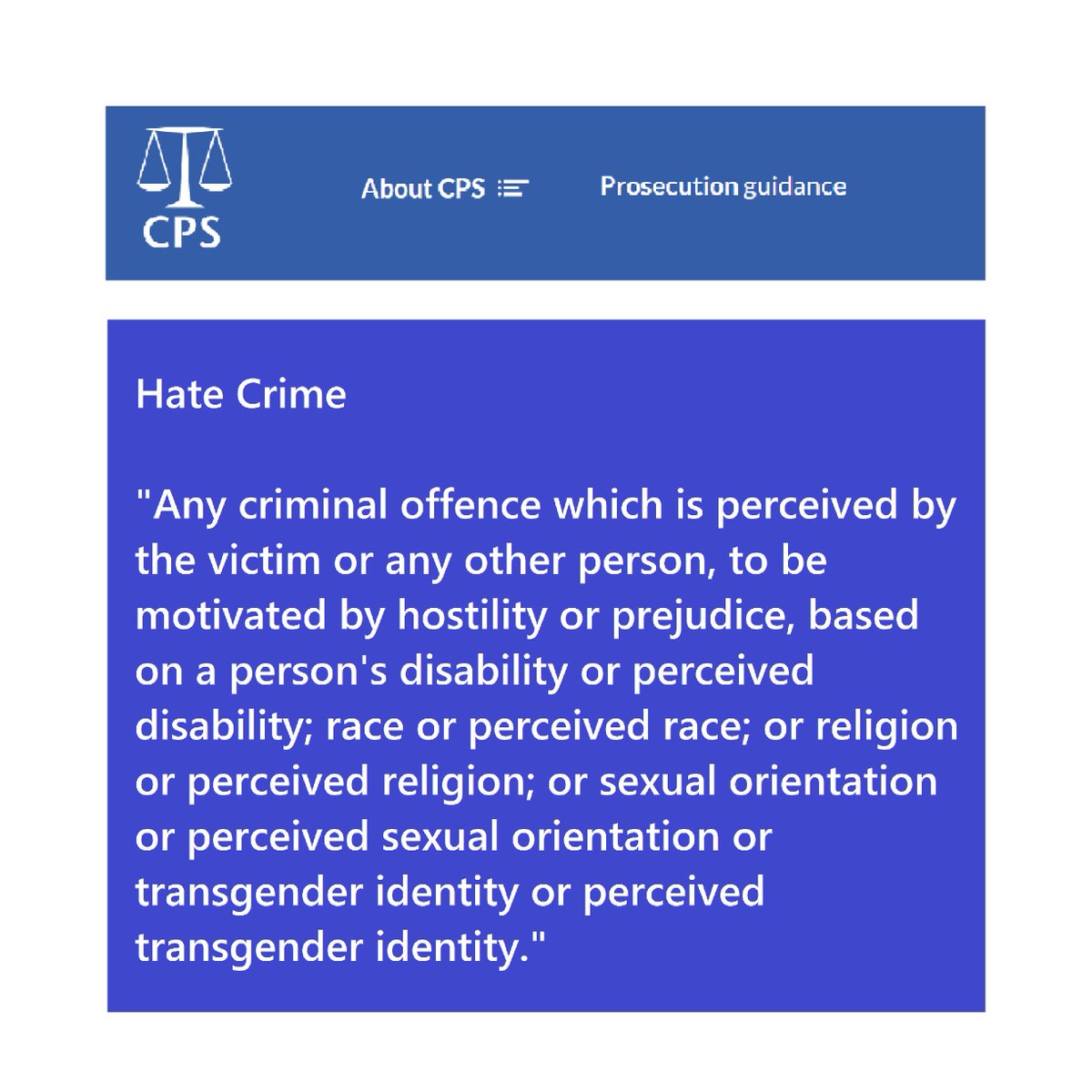 Apparently intelligent commentators suddenly adopting faux ignorance The first box is Police Scotand Guidance on Hate Crimes The 2nd Box is from the CPS/Police(England and Wales) definition for identifying and flagging hate crimes Outrage from Iain on 1st.Not a word re 2nd ‼️