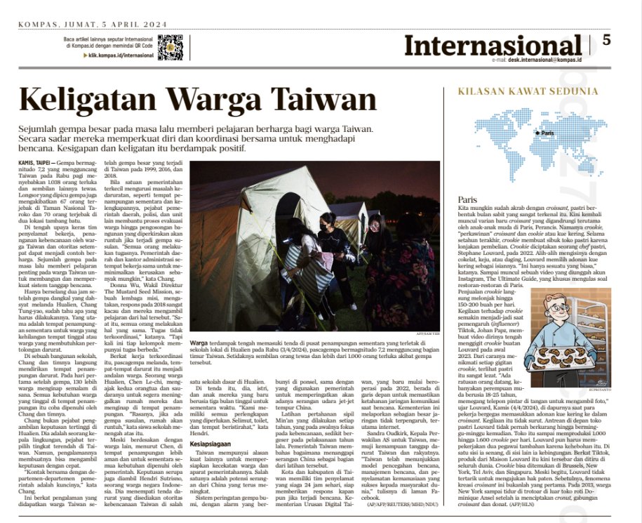 bentala_ananta's tweet photo. "Keligatan" dari kata dasar "ligat". Ia punya arti "cepat", "cekatan", dan "tangkas". Masih percaya bila bahasa Indonesia 'miskin' kosakata?

Kompas, hari ini "Keligatan Warga Taiwan". 
#BelajarLagi https://t.co/DtsoWYGg6Q