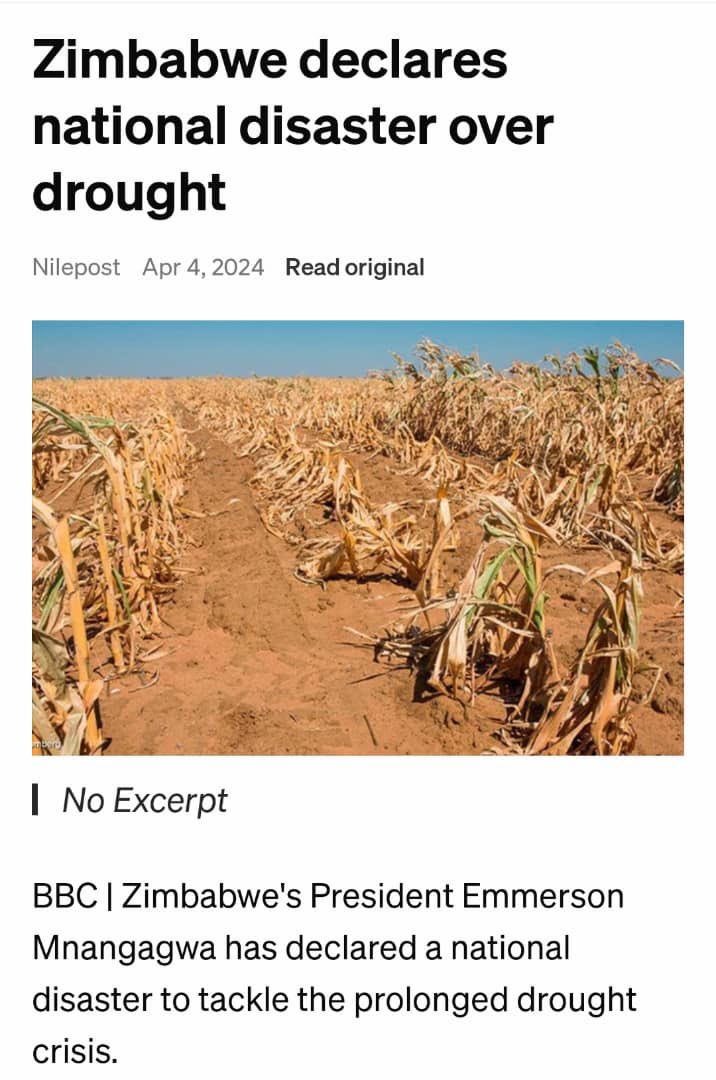 Zimbabwe declared a state of disaster Wednesday (4/4/2024) over a devastating drought that's sweeping across much of southern Africa. Authorities say it needs $2 billion for humanitarian assistance.