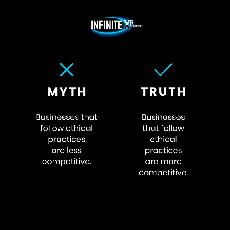 🔔 Businesses that are transparent, fair, and responsible often have a positive reputation, which can lead to increased customer loyalty and trust. 

This can give them a competitive advantage in the marketplace.

#InfiniteXVR #BusinessEthics #BuildingEthicalExcellence