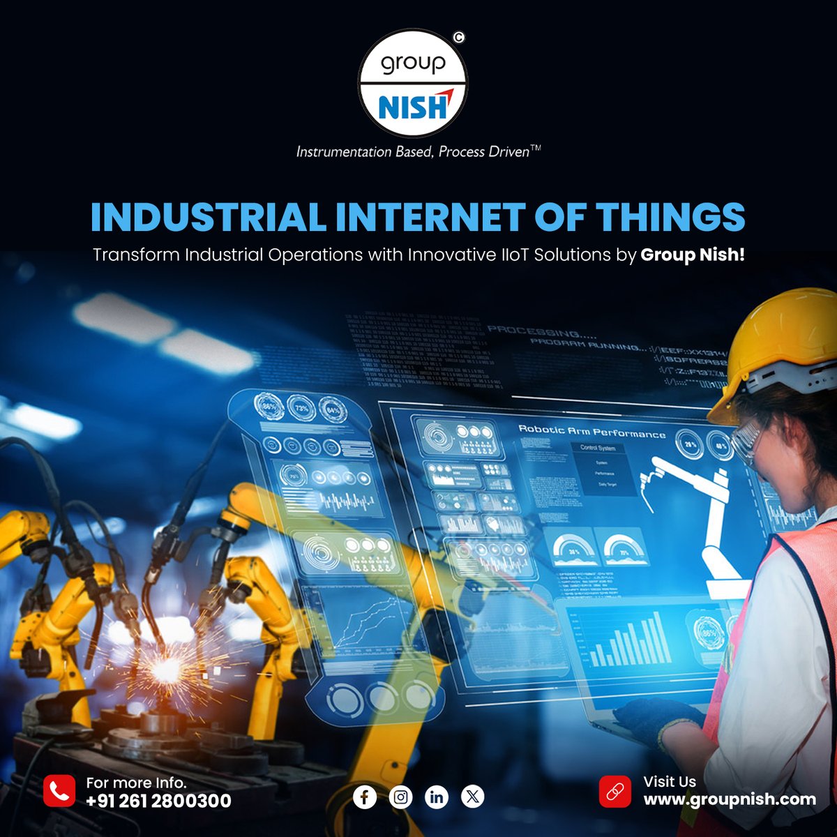 Revolutionize your industry with cutting-edge IIoT solutions by Group Nish!   
📱: +91 0261 2800300 
📧: info@groupnish.com 
🌐: groupnish.com  

#GroupNish #SmartIIoT #InnovateForTomorrow #IIoT