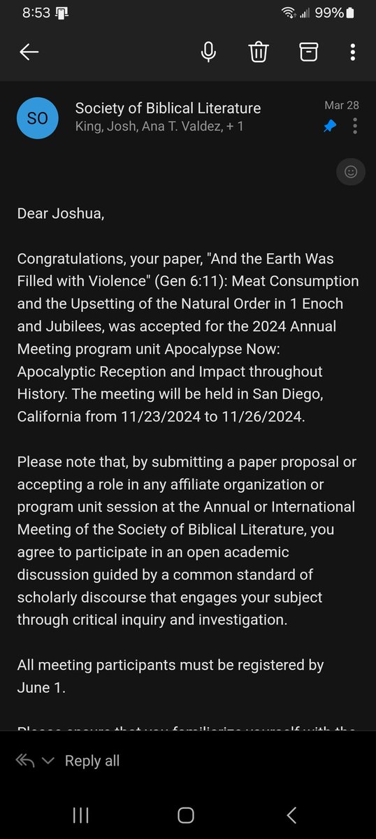 jkingdy3's tweet photo. Got this good news last week. See you in San Diego https://t.co/nqmhOP2fT2