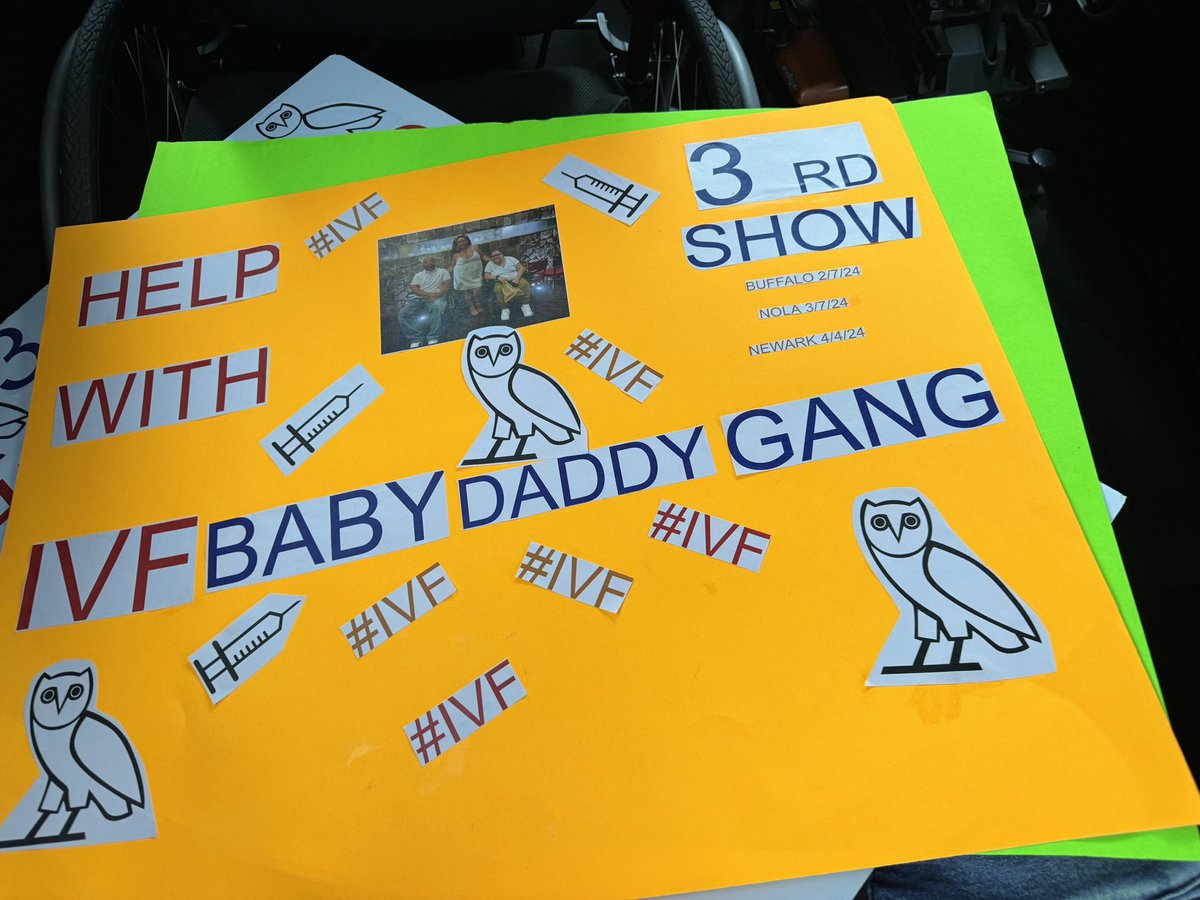 Everyone deserves to be a father whether you’re standing up or sitting down. This is the third @drake show we’ve been to. Help us make a baby with IVF #babydaddygang