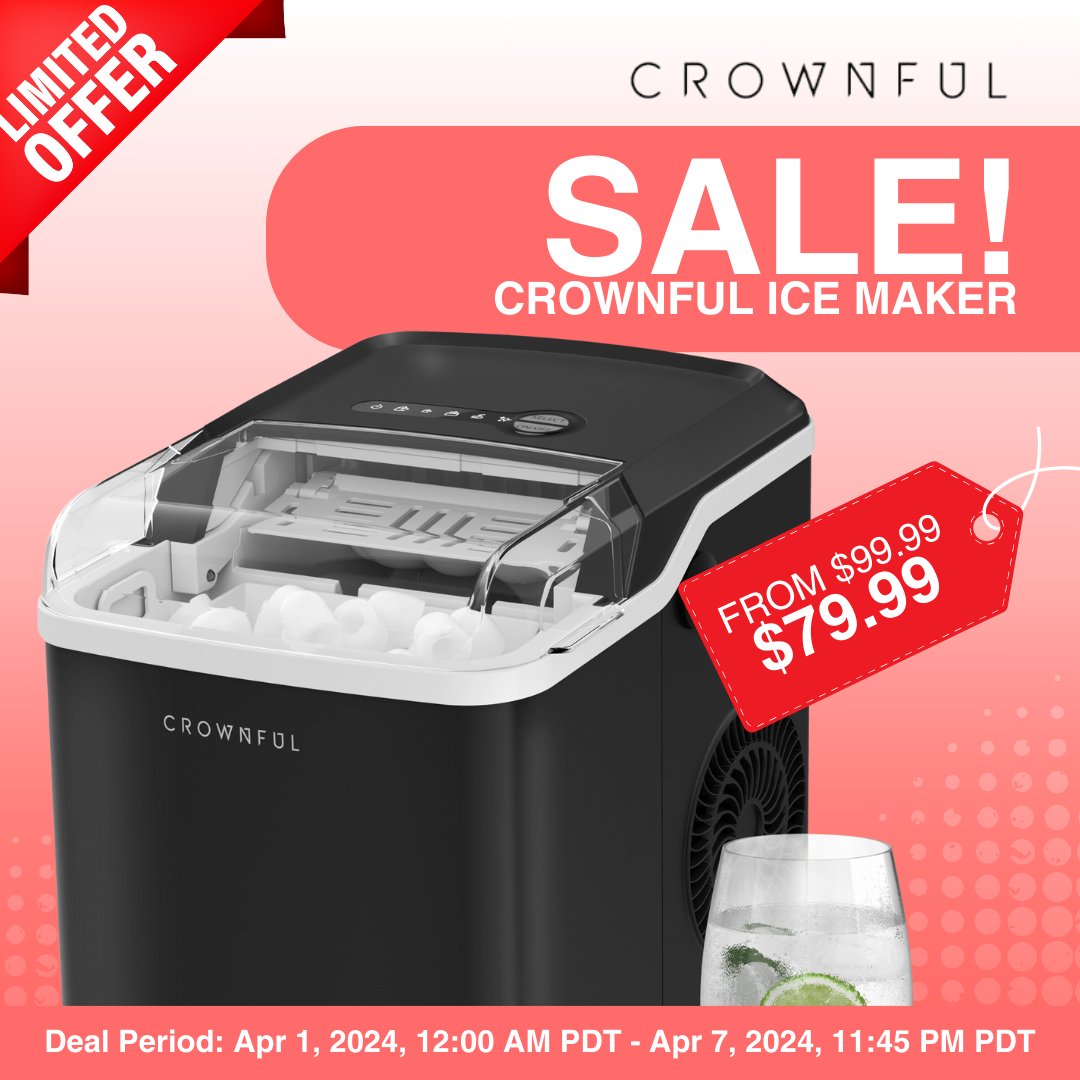 CrownfulUS's tweet image. Cool down your drinks with our ice maker, now at a sizzling discount! 

Save $20, from $99.99 to just $79.99!

Get it here: amz.run/934o

Deal Period: Apr 1, 2024, 12:00 AM PDT - Apr 7, 2024, 11:45 PM PDT

#icemaker #icemakers #icemakermachine