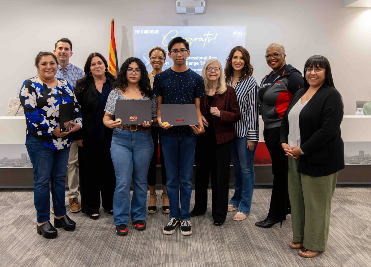 Tonight, the PXU Governing Board recognized the Phoenix Coding Academy students who won both first and second place in Congressman Gallego’s Congressional App Challenge. They will travel to Washington DC soon to present their app at the Capitol. Congratulations to them! 🎉