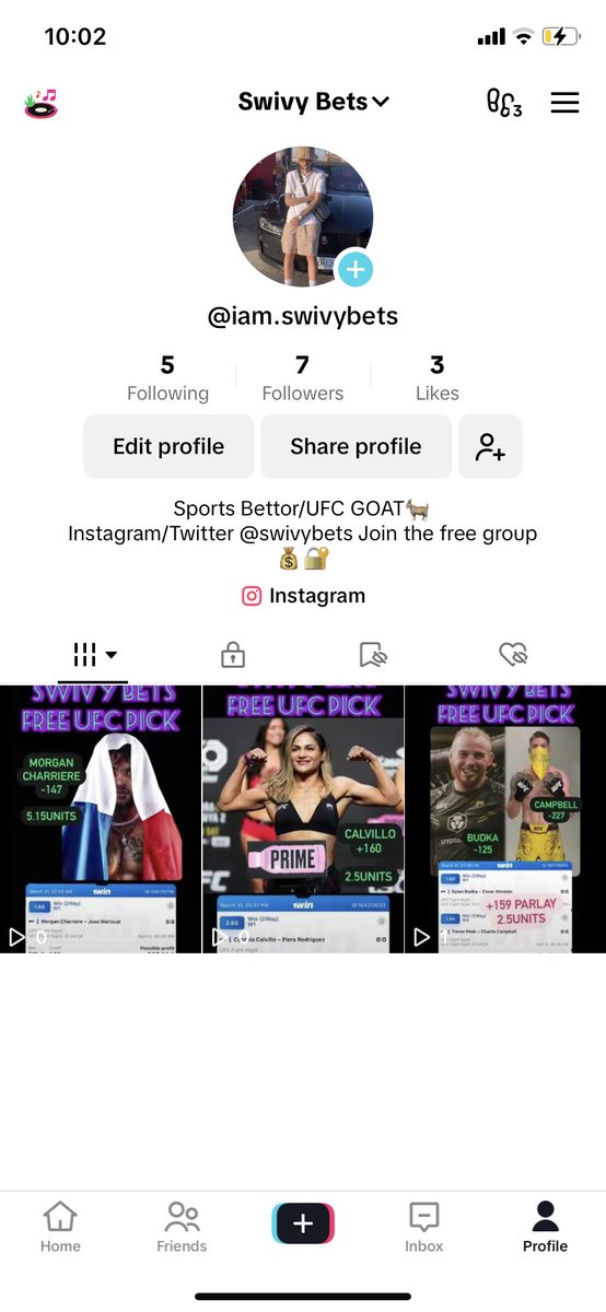 swivybets's tweet photo. PLS FOLLOW MY NEW TIKTOK❤️🙏🏼 JUST MADE IT MY OLD 1 SHADOW BANNED , following everyone back💯
#GamblingTwitter #MMATwitter #mma #ufc #UFC300 #UFC299 #GamblingX #prizepicks #ufcparlays #ufcvegas88 #ufcbets #nbabets #nbaparlays #nbaprops #mlbbets #mlbprops #mlbparlays #nhlbets #nhlprops #freeufcbets #freebets #playerprops #mmapredictions #freemmabets #ufcpicks #mmabetting #ufcvegas90 #freeufcpicks #UFC301 #NCAAB #ncaab #ufc302 #ufcbetting #MarchMadness2024 #MarchMadness #SportsBettingX