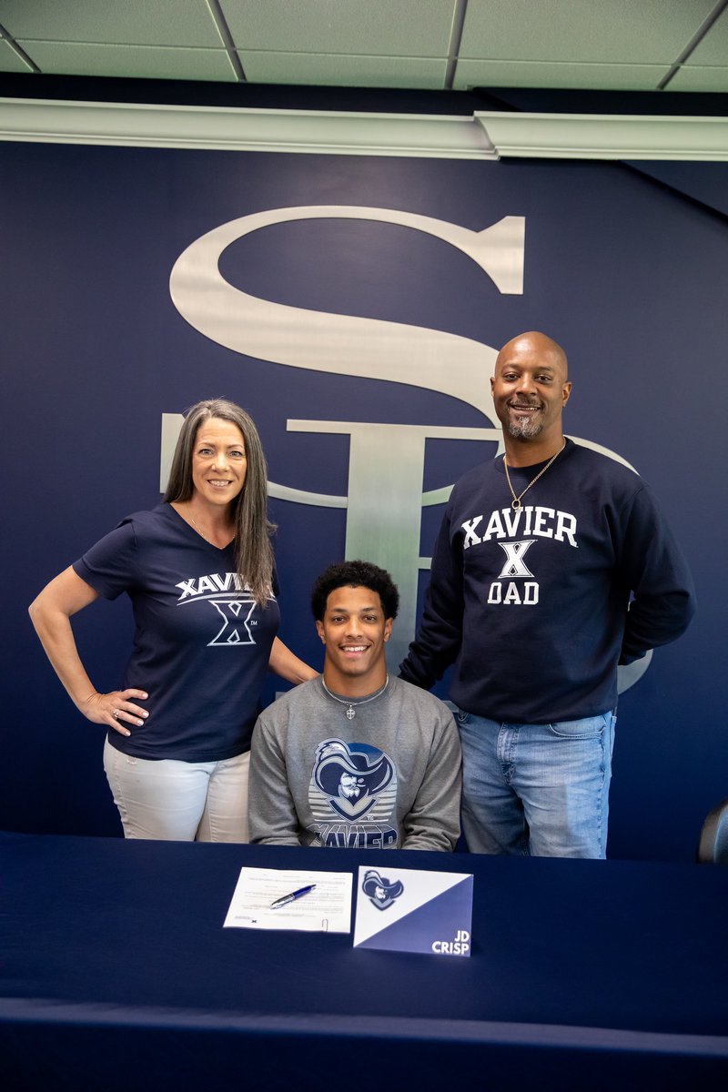 Congrats @jdcrisp_sports on your college signing day ceremony and your commitment to @XavierBASE Proud of You 🦅📈