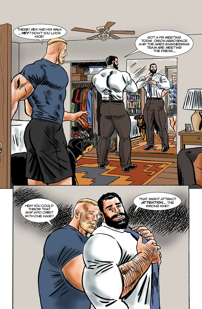 JeffJ_toons's tweet photo. Page 1 from my comic in progress, Project Hercules. More at https://t.co/VUVAXat34r #comics #gaycomics #muscleart #gaytoons https://t.co/e0DAEMmjJU