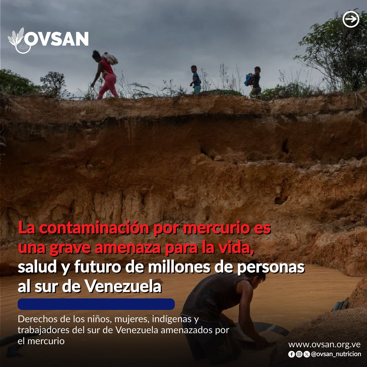 OVSAN_Nutricion's tweet photo. Según reporte de https://t.co/ocup8CSFJg, la contaminación por mercurio es una grave amenaza para la vida, salud y futuro de millones de personas al sur de Venezuela, en particular de los grupos más vulnerables.
#OVSAN https://t.co/1lq4b6D7na