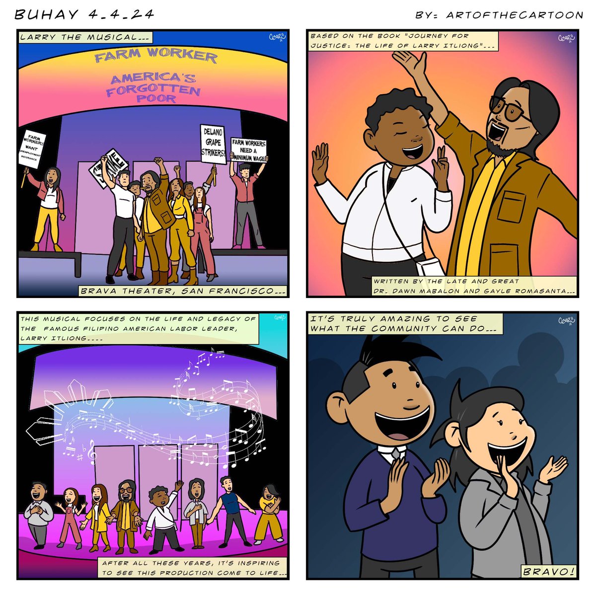 artofthecartoon's tweet photo. Buhay 4.4.24. Larry the Musical. I’ve been following this project for a while now. It was definitely worth it! See it now til 4/14! #art #comics #buhay #cncbuhay #filipino #filipinoamerican #larryitliong #larrythemusical #filipinomusical #inspiration #community #bravo https://t.co/1tSXyGAGay