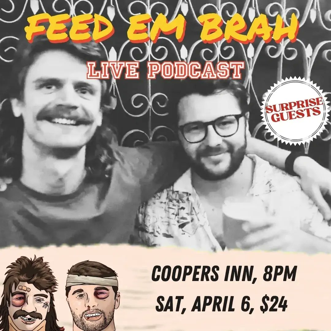 Feed em Brah live show this sat! Few tickets left if you wanna see @localfunnyman and some great guests riffing up a storm! You don't need to listen to the pod (but give it a spin it's a bit of fun) trybooking.com/CPMND