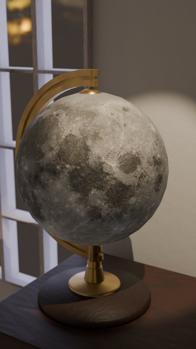POP_PhotoCat's tweet photo. NASAが公開している月のテクスチャを使って月球儀作ってみた、8Kテクスチャは解像度高くて眺めているだけでワクワク(´▽｀) https://t.co/pJNxvzFZwJ