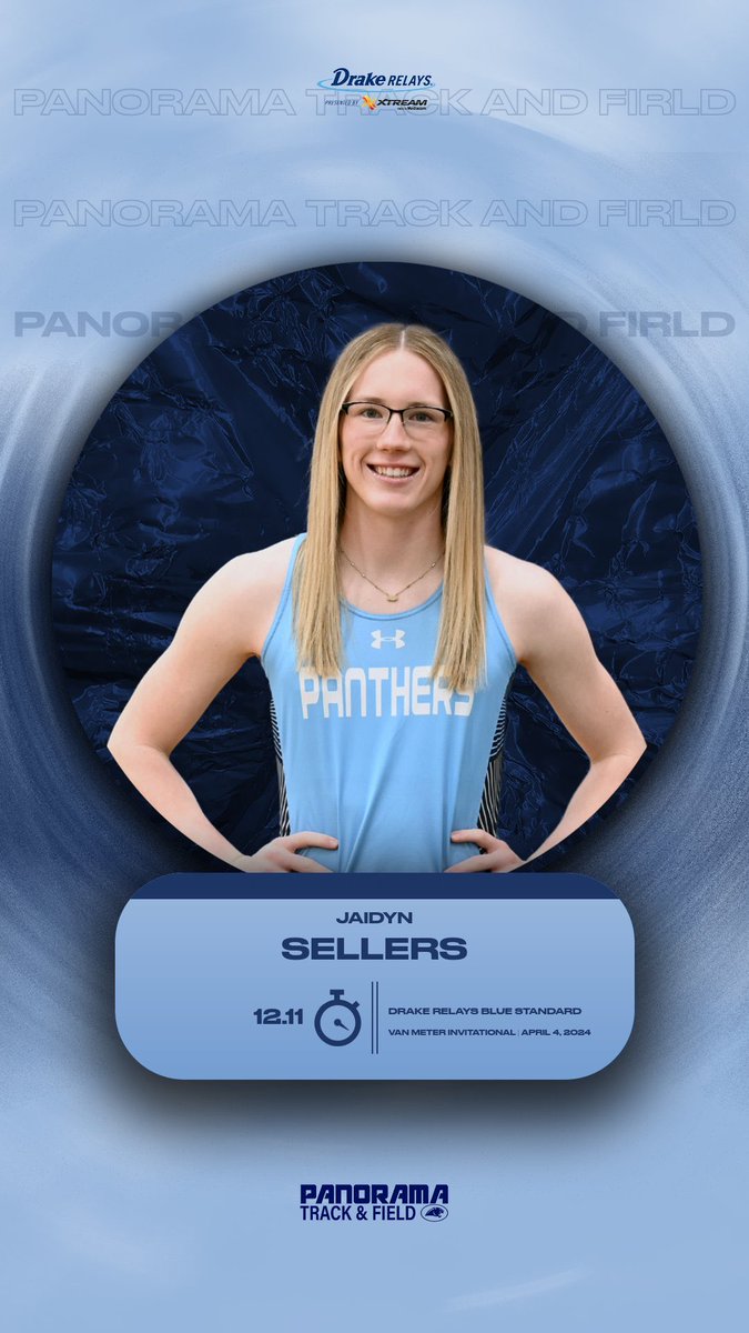 Panorama Panther Jaidyn Sellers hit the Drake Relays Blue Standard in the 100m Dash with a time of 12.11 at the Van Meter Inviational on April 4, 2024. #TogetherWeCan #CommitAndCompete #24PantherTF #DrakeRelays #BlueStandard ⁦<a href="/MikeJaytrackxc/">Mike JayTrackXC</a>⁩ ⁦<a href="/DrakeRelays/">Drake Relays</a>⁩