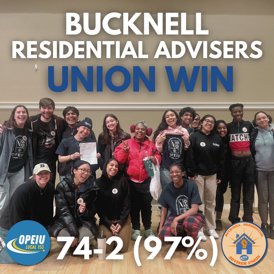 Congrats to the RAs at Bucknell on being the latest undergraduate student workers to join OPEIU 153!!!!! 🔥💪