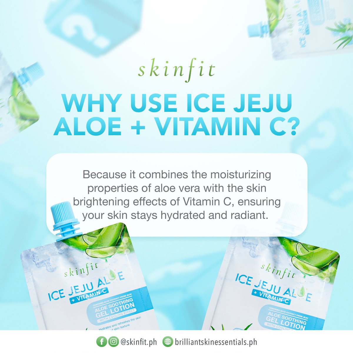 Ice Jeju Aloe + Vitamin C is a moisturizer that replenishes moisture levels and enhances your skin's natural radiance, giving you the confidence to embrace your beauty and glow from within. 💚

#SkinFitPH 
#BrilliantSkinEssentials