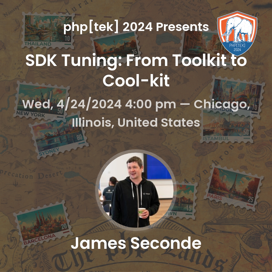 Catch @SecondeJ talk @phptek as he shares all about “SDK Tuning: From Toolkit to Cool-kit”. Pop over to the Vonage booth to meet @dragonmantank for some cool PHP swag! #developers 🗓️ April 24th 🕓 4 PM tek.phparch.com/schedule