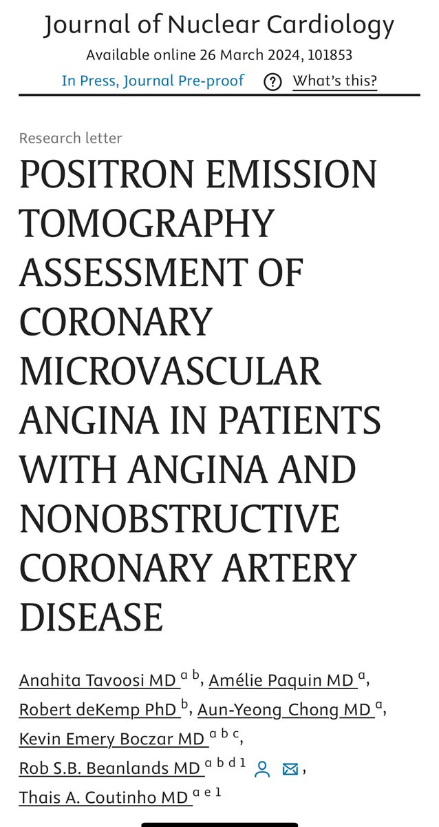 I am delighted to share that our research on microvascular angina diagnosis by PET has been published in JNC. Special thanks to my mentor, Dr. Beanlands, for invaluable guidance and Dr. Coutinho and other co-authors for their valuable contributions to this project.