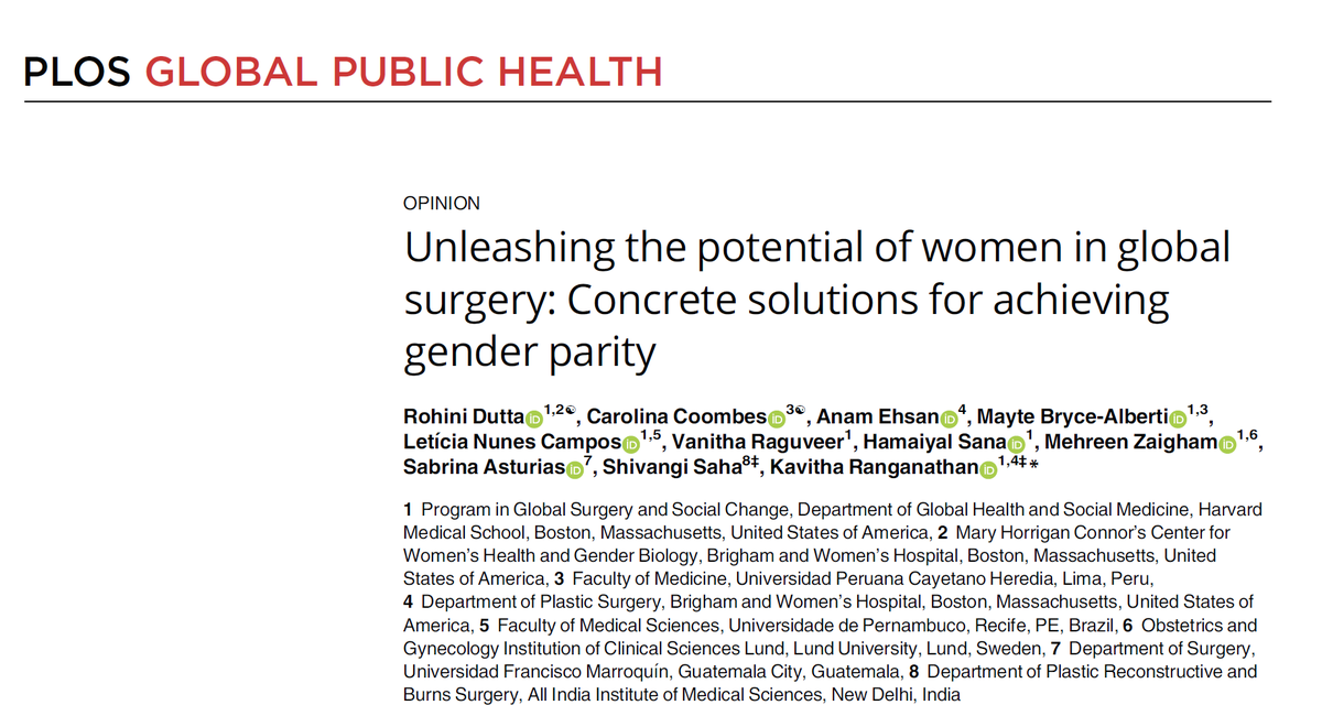 Unleashing the potential of women in global surgery We are pleased to publish this importance piece by 11 women in global surgery @PLOSGPH @rohdutta @CoombesCaro @MayteBryce @mehreenz1 @hamaiyal @Leti_Campos_ @VRaguveer @KaviRangMD @SHIVANGISAHA6 et al journals.plos.org/globalpubliche…