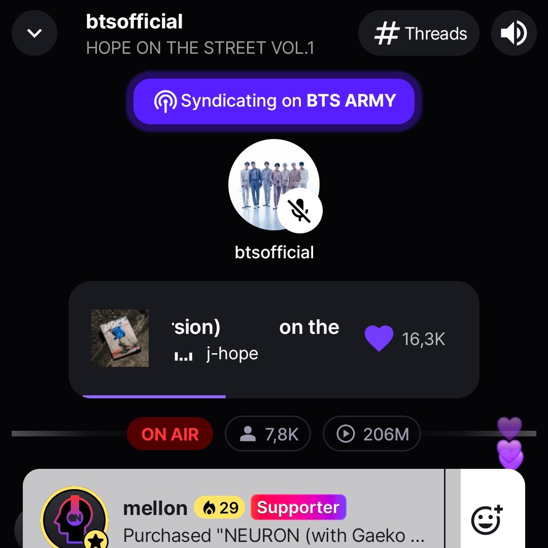 INFO | 040424 ‼️ARMY EMPEZÓ EL STREAM PARTY OFICIAL EN STATIONHEAD‼️ Apenas somos 8K de oyentes, mínimo necesitamos 20K, ÚNASE stationhead.com/btsofficial Deja tu captura de StationHead 👀 #HOPE_ON_THE_STREET #jhope_NEURON #HOPE_ON_THE_STREET_VOL1