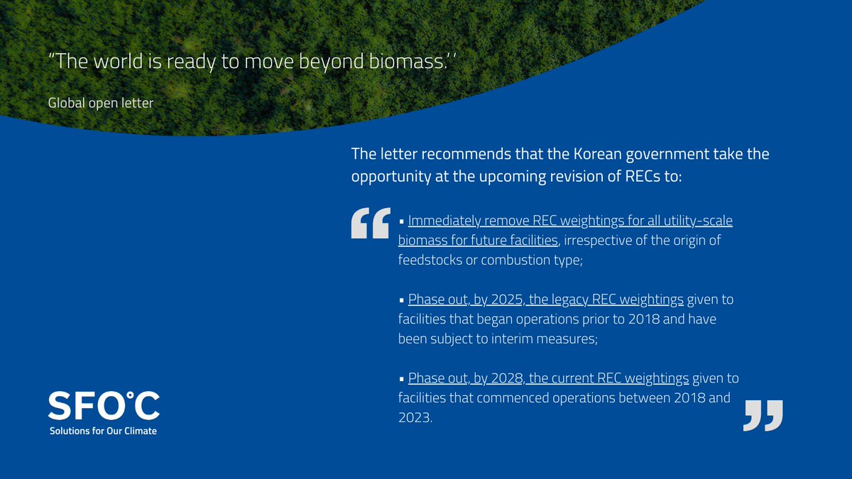 “Dear President Yoon Suk-yeol…Biomass is a false solution to climate change.” A group of 69 organizations have addressed a letter to the S. Korean president urging his government to remove renewable energy subsidies for #biomass. ✉️Read the letter here: bit.ly/43LpK8M