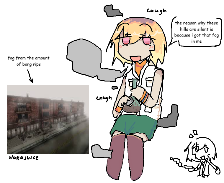 nokojuice's tweet photo. silent hill theory: the fog is there because of the weed and uhm uhhhh yea https://t.co/yWoT1hVtU4