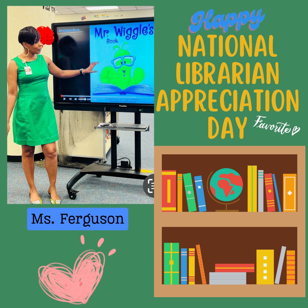 Happy Librarian Appreciation Day to our favorite librarian Ms. Ferguson! 🎉 Thank you for your dedication to fostering a love of reading, curiosity, and lifelong learning in our school! 🌟 @Carterlibrary15 #LibrarianAppreciationDay