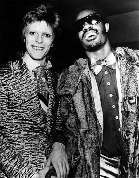 David Bowie and Stevie Wonder, 1973. Photo from Redferns.