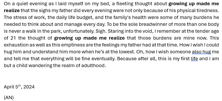 throughanslense's tweet photo. decided to join kak @bubblatea challenge #WriteInApril although I don't have someone to tag here :')
So... here it is...
Day 1: Growing Up Made Me Realize. https://t.co/JASHFuSKnp