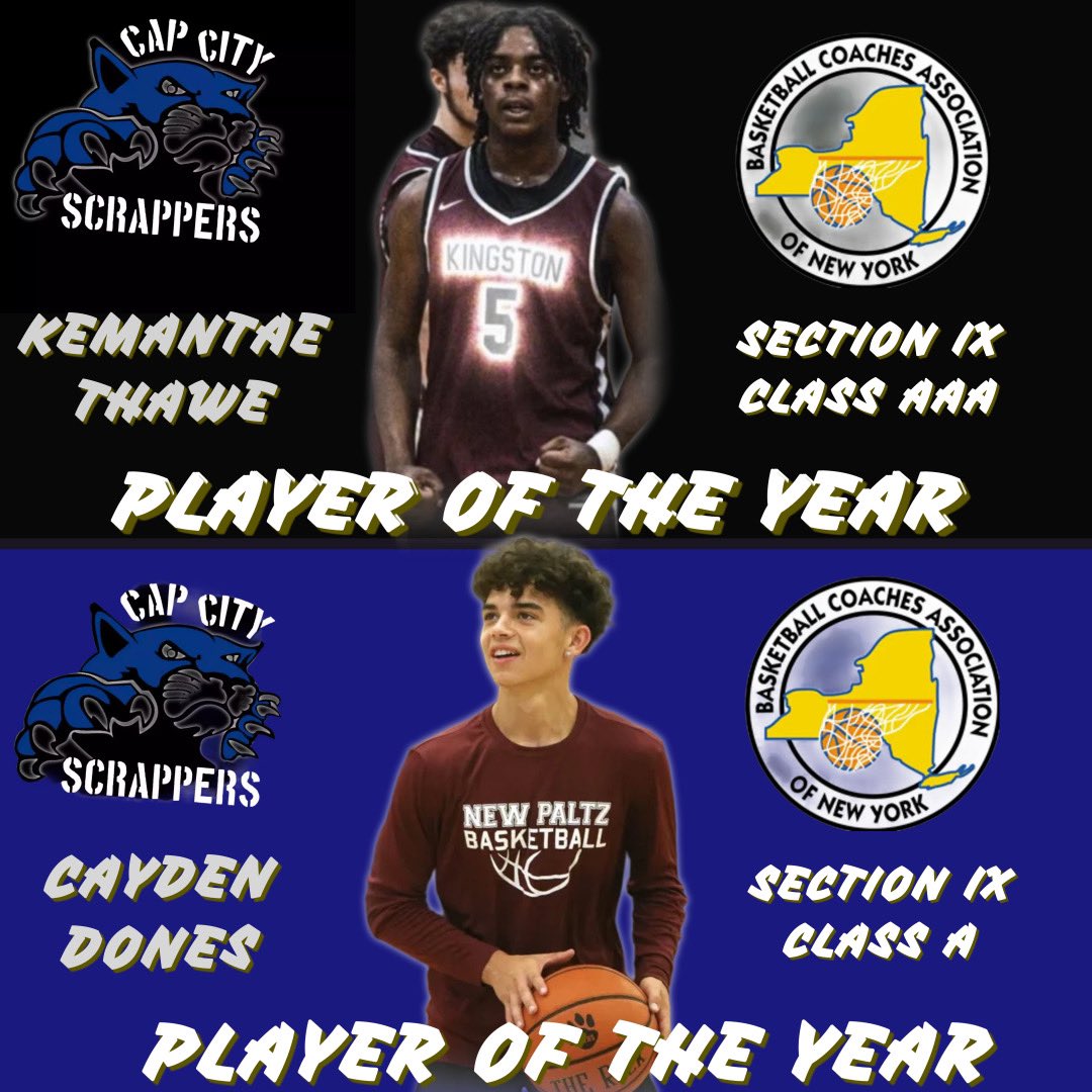 CapCityAAU's tweet photo. Congrats to Cap City’s own Kemantae Thawe for being named the Section IX AAA PLAYER OF THE YEAR!

Congrats to Cap City’s own Cayden Dones for being named the Section IX A PLAYER OF THE YEAR!

Great accomplishment for these guys! Keep being working hard &amp; being great. https://t.co/o22pDYNWej