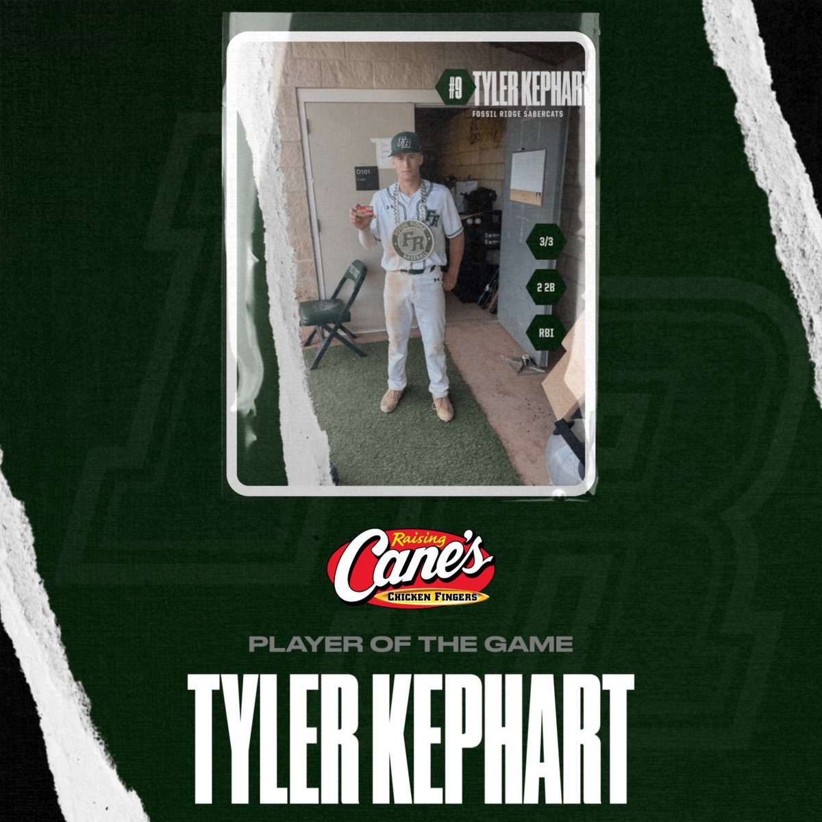 @KephartTyler25 is your @raisingcanes player of the game after going 3/3 with 2 doubles, a single and a walk. 

@TA450