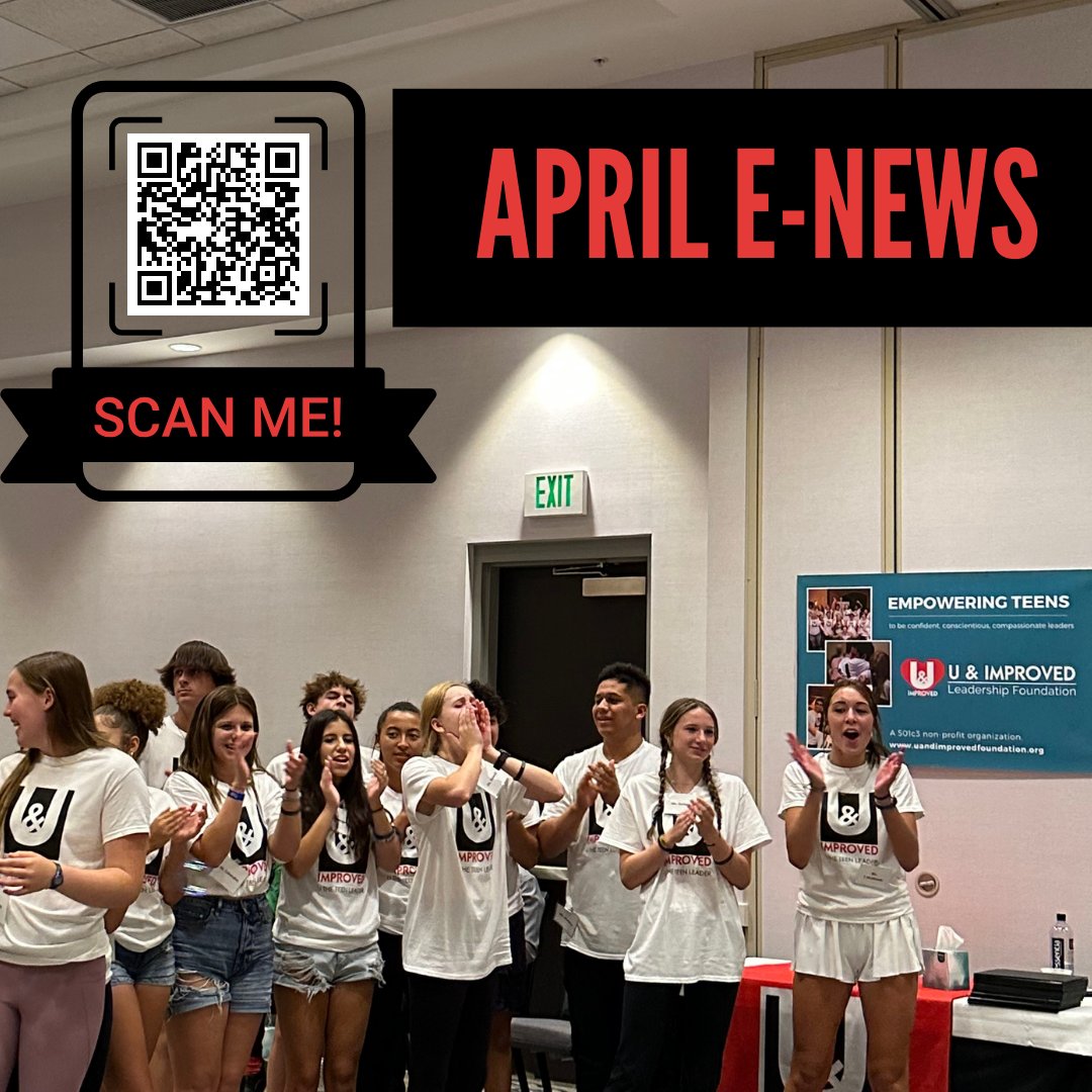 UandImproved's tweet photo. You won't want to miss this month's e-newsletter with important information on our upcoming U The Leader graduation, our U The Teen Leader scholarship program, and the latest in leadership news! Scan the QR code or click on the link below to read:
https://t.co/cdZNm6fI7r https://t.co/ZSAi2RTj4F
