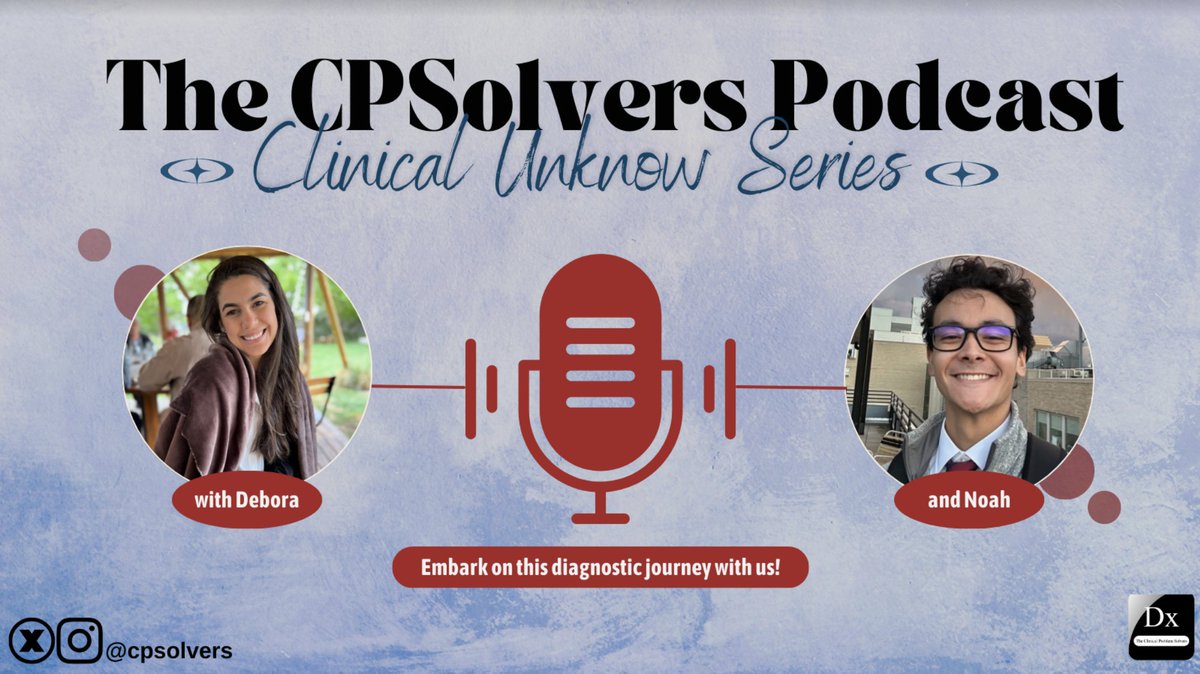 #MedTwitter We are ecstatic to announce our new podcast series, Clinical Unknow! Our hosts, Debora and Noah, will present diagnostic dilemmas to expert discussants as they bring us through their critical reasoning process to unravel the case🧐 Stay tuned for episode 1 next week