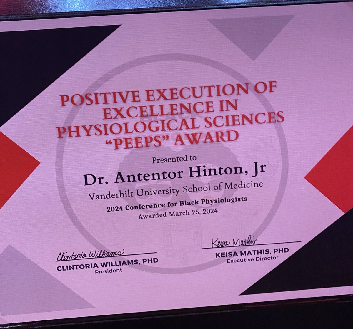 Annet Kirabo D.V.M., M.Sc., Ph.D., F.A.H.A. (@annetkiraboc1) on Twitter photo Congratulations ā¦<a href="/phdgprotein86/">Antentor Othrell Hinton, Jr PhD (A.J. Hinton)</a>ā© for winning the ā¦<a href="/BlackInPhysio/">Black in Physiology</a>ā© POSITIVE EXECUTION OF EXCELLENCE IN
PHYSIOLOGICAL SCIENCES
"PEEPS" AWARD ā¦<a href="/APSPhysiology/">American Physiological Society</a>ā© #APS2024 Congratulations ā¦<a href="/phdgprotein86/">Antentor Othrell Hinton, Jr PhD (A.J. Hinton)</a>ā© for winning the ā¦<a href="/BlackInPhysio/">Black in Physiology</a>ā© POSITIVE EXECUTION OF EXCELLENCE IN
PHYSIOLOGICAL SCIENCES
"PEEPS" AWARD ā¦<a href="/APSPhysiology/">American Physiological Society</a>ā© #APS2024