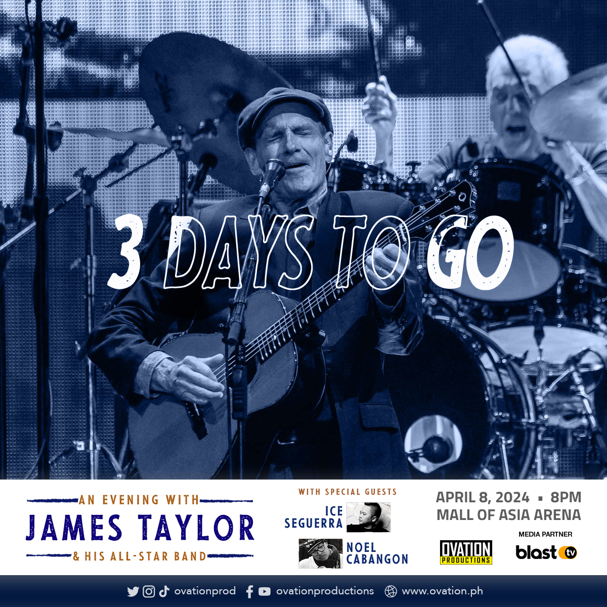 The wait is almost over! An Evening with James Taylor and his All-Star Band is happening in 3 days! Limited tickets are available at smtickets.com