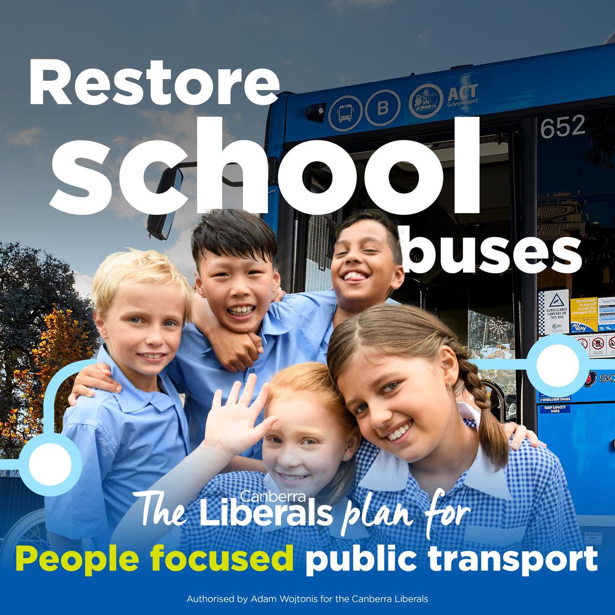 A @CanberraLibs government I lead will restore dedicated school buses because our children deserve a safe public transport option to get to and from school. A better public transport solution can start this October.