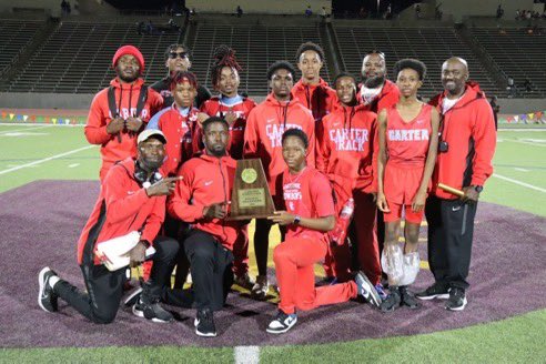 DWCarterHS's tweet photo. Plaques on plaques on plaques!  
🏆🏆🏆

When it rains it pours.  Congrats to HC Conner and Cross, along with the Asst coaches, for sweeping the Varsity District Track meet with Boys and Girls.  JV Boys brought home that plaque as well.  #R4Rising #CowboyTrack #watchourSTAARs https://t.co/pK8OgXany9