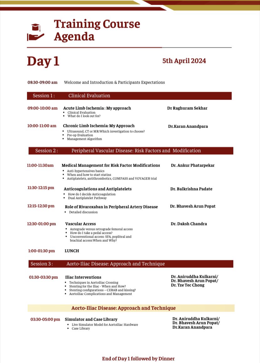 Looking forward to the 4th Peripheral Arterial Course by Mumbai Vascular Foundation commencing today. Day 1: Risk management, work up & dedicated session on Aorto-Iliac disease . @BhaveshPopat7 . #irad #MedTwitter #MedEd @SIRRFS @SIR_ECS @SIRspecialists @cirsesociety @ISVIRIndia