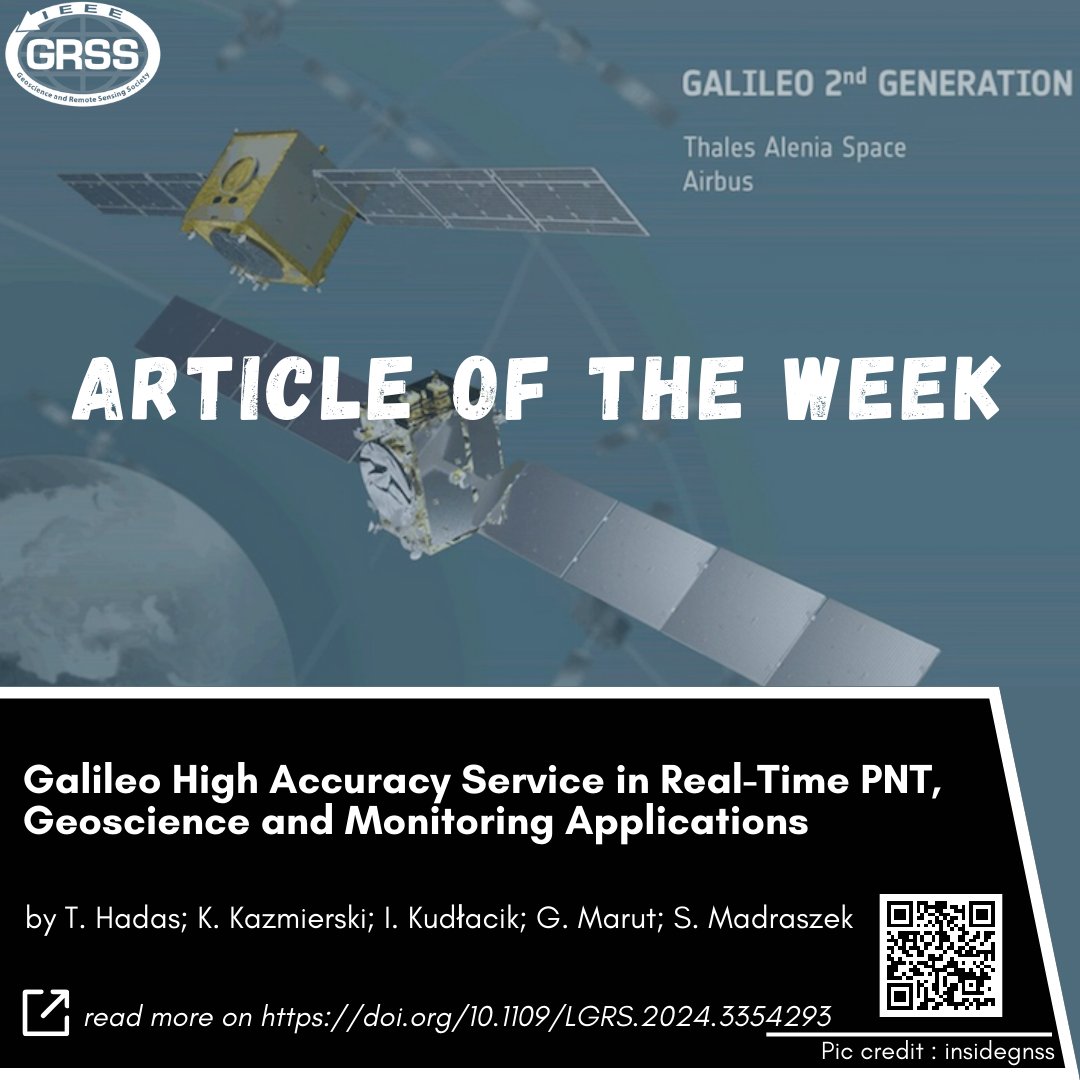 🆕GRSS article of the week 📰Journal: #IEEE LGRS 👉Title: Galileo High Accuracy Service in Real-Time PNT, Geoscience and Monitoring Applications ✍ Authors: T. Hadas; K. Kazmierski; I. Kudłacik; G. Marut; S. Madraszek 🔗DOI:doi.org/10.1109/LGRS.2… #remotesensing #ieeexplore